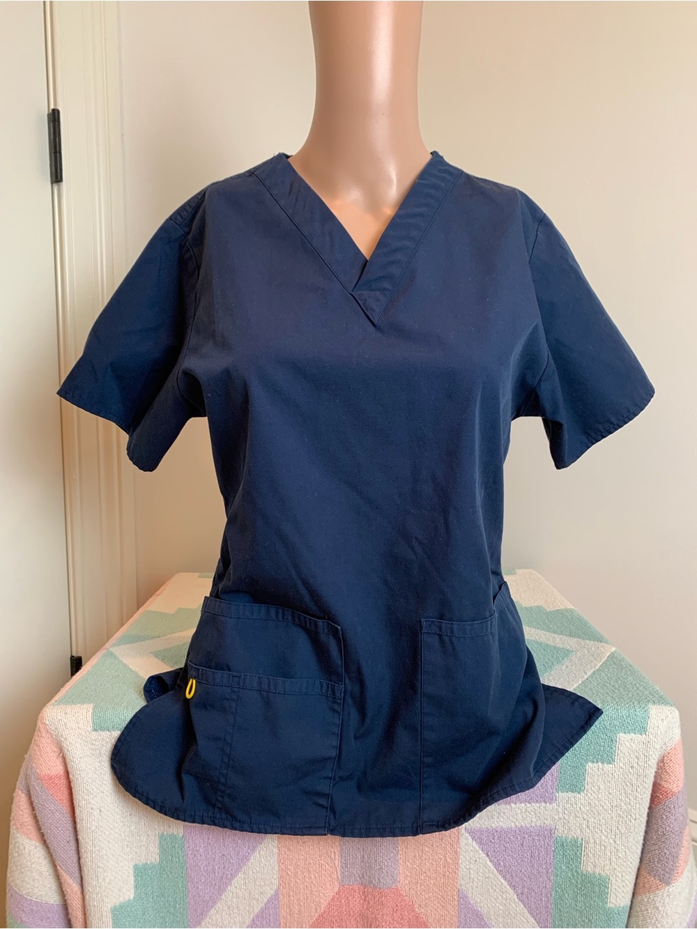 Women’s navy v neck scrub top